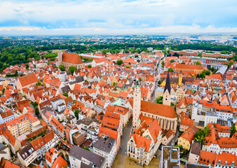 Wall Mural - Ingolstadt old town aerial panoramic view