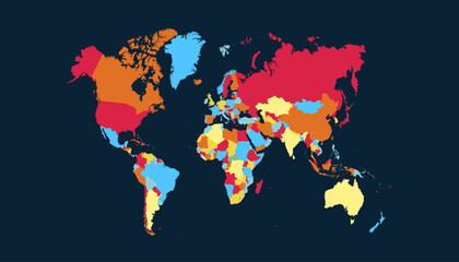 Wall Mural - World map. Modern color vector map. Silhouette map.