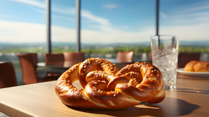 Wall Mural - Bread pretzel food photography background poster 