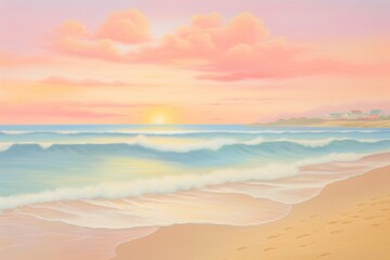 Sticker - Sunset beach backgrounds landscape outdoors.