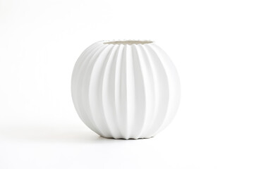 Canvas Print - White Ceramic Vase with Ribbed Design