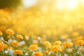 Wall Mural - Sunlight backgrounds marigold outdoors.