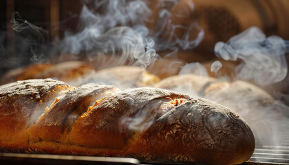 The bakery is the aroma of freshly baked bread: Visualize the steam rising from a loaf of bread as it comes out of the oven, symbolizing the inviting aroma of a bakery