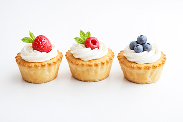 Canvas Print - Three Mini Tartlets with Whipped Cream and Berries