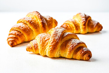 Wall Mural - Freshly baked croissants dusted with powdered sugar