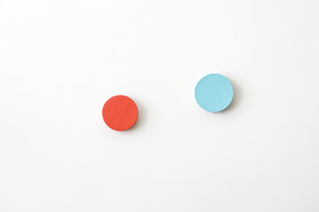 Sticker - Minimalist Abstract Art - Red and Blue Circles on White Background