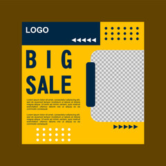 A yellow and blue social media post with the words Big Sale.