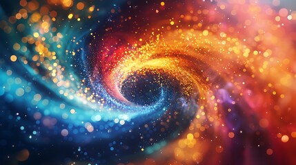 Wall Mural - A mesmerizing vortex of brightly colored particles, spiraling inward and blending together in a burst of light sharp focus and clear light , high clarity no grunge, splash, dust , noise