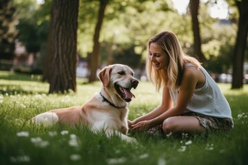 Wall Mural - Dog retriever sitting mammal.