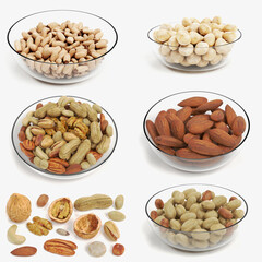 Wall Mural - Realistic 3D Render of Nuts Collections