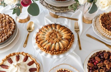 Wall Mural - Assorted Holiday Pies with Pecan, berries and Pumpkin