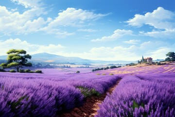 Wall Mural - Lavender fields landscape outdoors blossom.