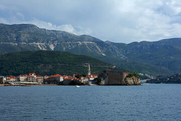 Poster - View of the old town of Budva from the sea, Montenegro