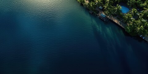 Wall Mural - Aerial View of Tranquil Water and Palm Trees