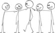© Zdenek Sasek - Team or crowd mocking and pointing at another person, vector cartoon stick figure or character illustration.