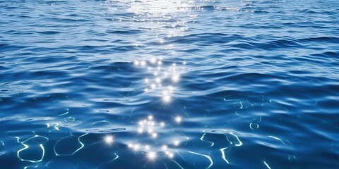 Wall Mural - Sunlight Reflecting on Calm Blue Ocean, sparkling sunlight reflecting on the deep blue sea