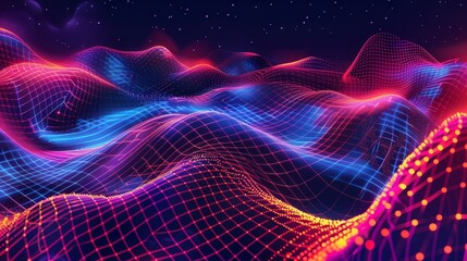 Poster - With a distort grid pattern and shapes on a bright neon background, this is a poster template in Y2K style. It is a set of graphic banners that reflect a retro futuristic cyberpunk aesthetic with