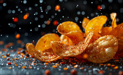 Wall Mural - A pile of spicy chips with a lot of seasoning on them