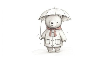 Sticker - little bear in a raincoat and hat