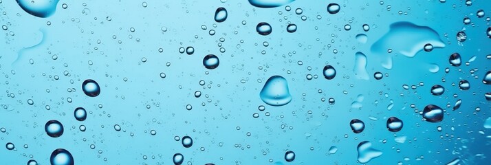 Wall Mural - Water Drops on Blue Surface