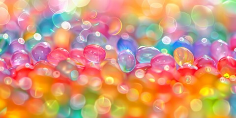 Wall Mural - abstract background with vibrant colors, bokeh effects, rainbowcolored water droplets, creating dyna