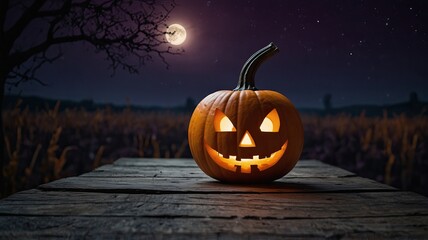 halloween table old wooden plank with orange pumpkin 