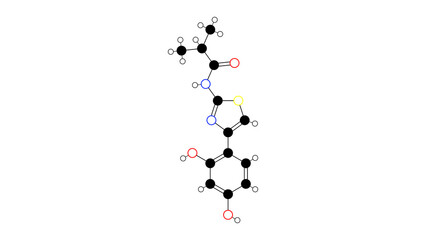 Wall Mural - isobutylamido thiazolyl resorcinol molecule, structural chemical formula, ball-and-stick model, isolated image tyrosinase inhibitor