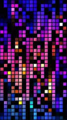 Poster - Abstract retro pixelated geometric background, seamless loop. Motion. Small flowing lines of squares imitating old fashioned games.