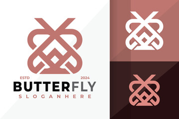 Sticker - A Letter Butterfly Logo design vector symbol icon illustration
