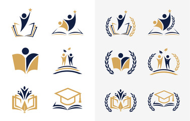 Set of Badge school logo design. University academy college education institute emblem