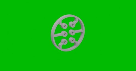 Poster - Animation of rotation of a white microcircuit symbol with shadow. Simple and complex rotation. Seamless looped 4k animation on green chroma key background