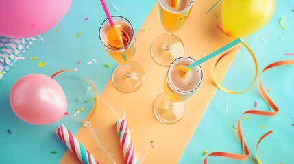 Poster - a table topped with drinks and balloons