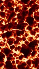 Poster - Background with moving mass of lava. Motion. 3D molecules in hot lava liquid. Boiling 3d liquid with lava plasma