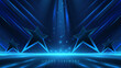 © witsanu - Blue Neon Star Stage for Award Ceremonies, A Futuristic Concept Background. Vector illustration.