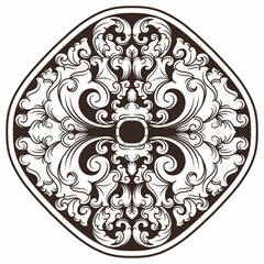 Wall Mural - Isolated ornamental design. Ornamental elements for your designs. Black and white colors. Floral carving decoration for postcards, invitations, social media or wedding.