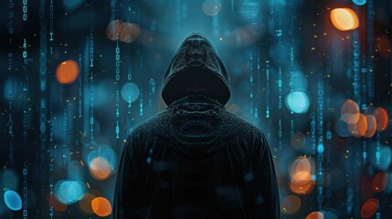 Cyberpunk Hacker in the Digital Rain