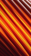 Fototapete - Orange and red spinning 3D tube covered by twisting glowing lines, seamless loop. Motion. Diagonal colorful stripes flowing slowly behind rotating big tube.