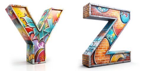 Wall Mural - Letters Y, Z. Graffiti Wall Alphabet: Urban Street Art Letters.
