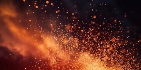 Poster - Sparks and Smoke, A dark sky filled with numerous small particles of red and white smoke