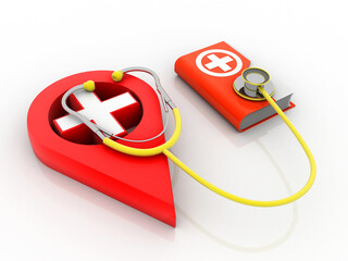 Poster - 3d rendering hospital navigation with Stethoscope
