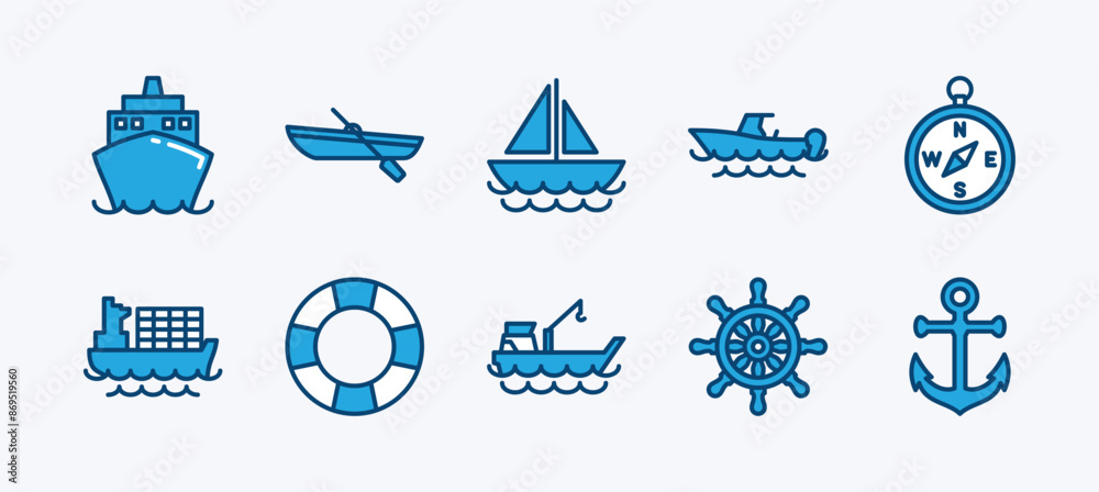 Set of ship icon. Shipping icon collection. Containing tanker, boat ...