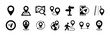 © Vilogsign - Map pin location flat icon vector set. Containing marker, direction, route, navigation, GPS, compass, distance, path, you are here, tracking, pointer, destination, positioning, street board