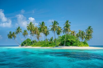 Wall Mural - Tropical Paradise: Lush Island with Palm Trees