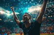 © LukaszDesign - During an exciting championship game in a packed stadium under brilliant lights, a professional football player celebrates winning.