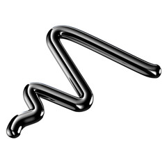 Poster - Metallic squiggle shape isolated. Futuristic bent metal line design element, abstract silver curve 3d rendering