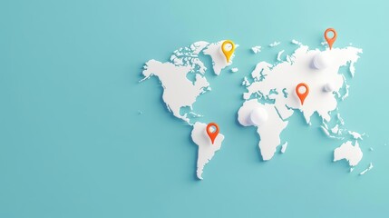 Wall Mural - a clean and modern travel banner showcasing a simple map outline with pinpointed destinations, compl