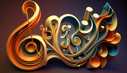 Wall Mural - abstract background with clef, modern multicolor music background with abstract structure
