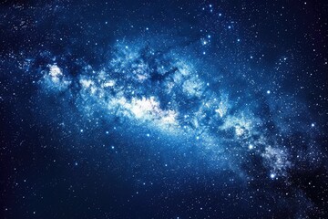 Wall Mural - North Star Illustration: Abstract Night Sky with Stars, Galaxy, and Nebula in Blue Tones