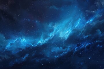 Wall Mural - North Star Illustration. Beautiful Sky at Night with Stars, Galaxy, and Nebula in Blue Abstract Background