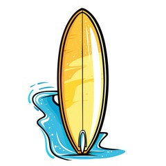 Cartoon Surfboard. Set of Colorful Cartoon Icons Representing Surfing on the Water